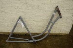 Fahrradrahmen "Opel", Damenausf., muffenlos, 28 Zoll, Rahmenhöhe = 53 cm, vor Jahren grundiert 