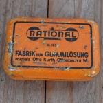 Flickzeug Blechdose "NATIONAL" orig. 30 er Jahre, 60 x 42 x 16 mm, ohne Inhalt 