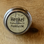 Fahrrad/Moped Klingel Deckel "HENKEL Frankfurt", orig. 50er Jahre, verchromt, ggf. Gebrauchsspuren, siehe Bilder 