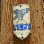 Steuerkopfschild  ALFA, blau, 30-50er Jahre, Originalschild aus Sammlungsbestand 