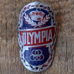 Steuerkopfschild OLYMPIA, 30er Jahre, Originalschild aus Sammlungsbestand 