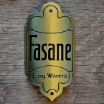 Steuerkopfschild FASANE, 30er Jahre, Originalschild aus Sammlungsbestand 