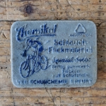 Flickzeug Kunststoffdose "CHEMIKAL" orig. 50er Jahre, 78 x 61 x 19 mm, ohne Inhalt 