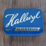 Flickzeug Blechdose "HALLWYL" orig. 50er Jahre, 82 x 59 x 21 mm, ohne Inhalt 