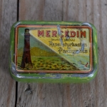 Flickzeug Blechdose "MERCEDIN" orig. 10er Jahre, 58 x 40 x 18 mm, ohne Inhalt 
