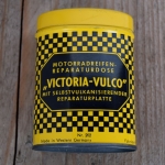 Flickzeug Blechdose "VICTORIA-VULCO" orig. 50 er Jahre, 84 x 62 x 35 mm, ohne Inhalt 