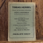 PREISLISTE FAHRRAD- UND FAHRRASTEILE-GROSSHANDLUNG TOBIAS HERBEL, 1936/37 