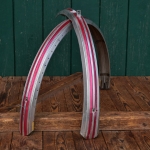 Schutzbleche Satz NSU, 26 Zoll, Damenausführung, 60er/70er J., Feran, Linien rot-metallic, gebr. 