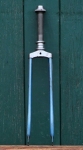 Fahrradgabel 26 Zoll NSU, blau-metallic/weiß, Linien gold/weiß, für Tourenrad 50er J., inkl. orig. Steuersatz, gebr. 