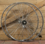 Laufradsatz 26 Zoll (559) für Drahtbereifung, 1964, für Sportrad, REGIDA Chrolux, hinten TORPEDO-Nabe, gebr. 