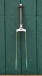Fahrradgabel, 28 Zoll, grün, Linien Gold/rot, für Tourenrad, 40er/50er J., inkl. Steuersatz, gebr. 