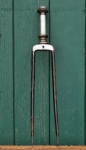 Fahrradgabel DÜRKOPP, 28 Zoll, schwarz, Linien silber, für Tourenrad, 30er/40er J., inkl. Steuersatz, gebr. 
