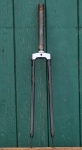 Fahrradgabel, 28 Zoll, schwarz, Linien weiß, für Tourenrad, 30er-50er J., inkl. Steuersatz, gebr. 