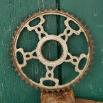 Kettenblatt GÖRICKE, 20er J., 1/2 Zoll, vernickelt, Durchmesser Gewinde 47 mm, 46 Zähne, gebr. 