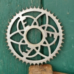 Kettenblatt EXELSIOR, 30er J., 1/2 Zoll, verchromt, Gewinde-Durchmesser 55 mm, 46 Zähne, gebr. 