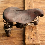 Sattel, Damen, VELEDA, 20er/30er J., für Tourenrad, Leder braun, Gestell vernickelt, gebr. 