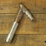 Winkelsattelstütze, Durchmesser: ca. 26 mm, Schaftlänge: ca 150 mm, verchromt, orig. 20er/30er Jahre, gebr. 