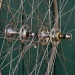 Laufradsatz 28 Zoll (622), 80er J., für Rennrad, WOLBER TX Profil Drahtreifenfelgen, Naben: CAMPAGNOLO Record Hochflansch, gebr. 