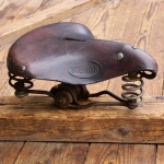 Sattel STEPHAN, Damen, Leder, braun, Gestell vernickelt, original 1910er/20er Jahre, gebr. 