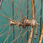 Laufradsatz 28 Zoll, Außendurchmesser ca. 665 mm, für Wulstbereifung, 1928, Holzdekor, F&S-Naben, gebr. 