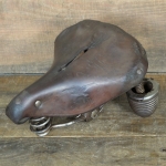 Sattel ADLER/NAGEL & CO., Damen, Leder braun, Gestell vernickelt, original 1910er/20er J., gebr. 