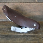 Sattel WITTKOP, Herren-Schwingsattel für Moped, Gummi rotbraun, Gestell silber lackiert, 50er J., gebr. 