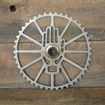 Kettenblatt RUDGE, 1900er/10er J., 5/8 Zoll, 45 Zähne, Stirnverzahnungs-Befestigung, vernickelt, gebr. 
