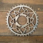 Kettenblatt EDELWEISS, 1920er/30er J., 5/8 Zoll, 36 Zähne, 5-Punkt Verschraubung, vernickelt, NOS 