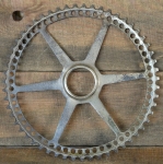 Kettenblatt, 1900er/10er J., 5/8 Zoll, 55 Zähne, Durchmesser Gewinde 51 mm, Nickelreste, gebr. 