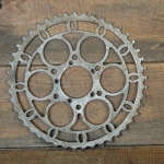 Kettenblatt, 1900er/10er J., 5/8 Zoll, 45 Zähne, 5-Punkt Verschraubung, vernickelt, gebr. 