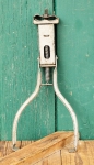 Zweibeinständer VEB ARARA, für Fahrrad und Moped, Blech, DDR 50er J., silber, gebr. 