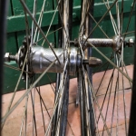 Laufradsatz, 26 Zoll (559mm), für Ballonrad, 1937, Felgen schwarz, Mittelstreifen weiß, F&S Torpedo-Nabe, gebr. 