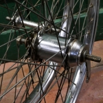 Laufradsatz, 20 Zoll (406mm), passend für Klapprad, 60er/70er J., Felgen verchromt, DUREX-Nabe, gebr. 