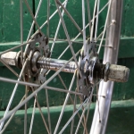 Vorderrad, 26 Zoll (559), 70er/80er J., WEINMANN Niro-Felge, Nabe: WECO Hochflansch, gebr. 