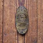 Steuerkopfschild LINDCAR, 20er/30er Jahre, Originalschild aus Sammlungsbestand 