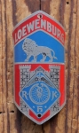 Steuerkopfschild LÖWENBURG, 50er Jahre, Alu lackiert, NOS 