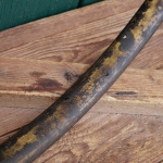 Felge 28 Zoll Außendurchmesser ca. 645 mm, für Wulstbereifung, 10er-50er J., Holzdekor, Linien scharz/gold,  gebr. 
