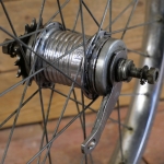 Hinterrad 20 x 1.75 für Drahtbereifung, original 70er/80er J., RIGIDA-Felge, Nabe: F&S Duomatic, gebr. 