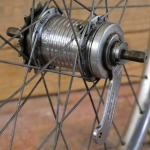 Hinterrad 20 x 1.75 für Drahtbereifung, original 70er J., SCHÜRMANN-Felge, Nabe: F&S Duomatic, gebr. 