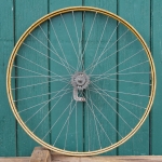 Hinterrad 28 Zoll (622) Drahtbereifung, Felge 20er/30er J., Holzdekor,  F&S Torpedo-Nabe 1961, gebr. 