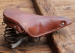 Sattel, Herren, Lefa, hellbraun, verchromt, Rosshaarpolster, original 40er Jahre, gebr. 