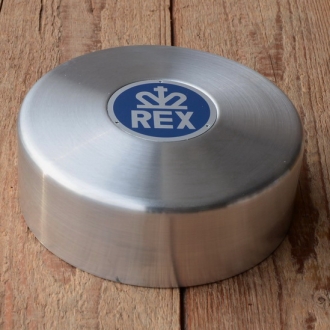 Polradabdeckhaube "REX", Aluminium, 130mm, incl. REX-Emblem u. 3 Niete 