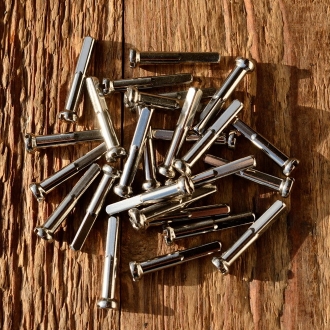 Speichennippel f. Holzfelgen, 2mm, D-Schaft=4.0mm, L=25mm, Messing vernickelt, Rundkopf 