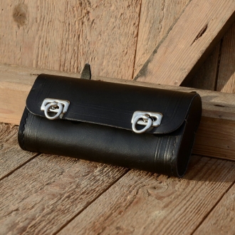 Satteltasche Leder, schwarz, große Ausführung  175 x 85 x 40mm, Beschläge vernickelt, passend für alle Klassiker 