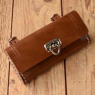 Satteltasche Lefa, braun, Standardabmessung  150 x 75 x 35mm, Beschläge vernickelt, passend für alle Klassiker 