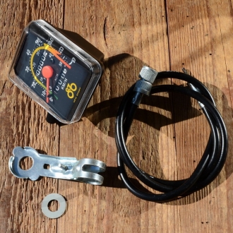 Tachometer "NEW SPORT", incl. 820mm Welle und Antreiber 28",  schwarz, mit Halter, Importmodell 