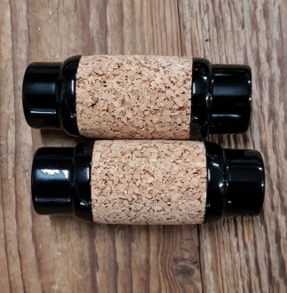 Holzgriffe mit Korkauflage, schwarz, Kork naturfarben, 22mm, ca. 90mm lang 