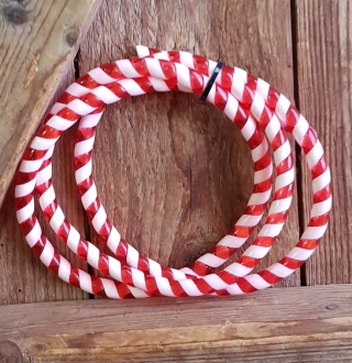 Zierspirale / Bowdenzugummantelung, rot/weiß, 120cm lang, orig. Altbestand 