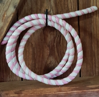 Zierspirale / Bowdenzugummantelung, rosa/weiß, ca. 120cm lang, orig. Altbestand 60/70er J.  