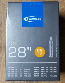 Fahrrad - Schlauch, 27/28 Zoll  (28/47-622 , 32-630 u.. 40-635), Dunlop Ventil (DV17) "SCHWALBE" 